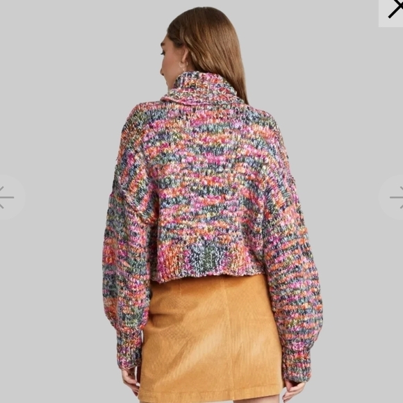 Wild fable multicolor space dye cropped oversized turtleneck pullover sweater - Picture 4 of 15